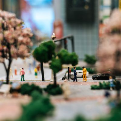 close up of small traffic police inspect motorists.